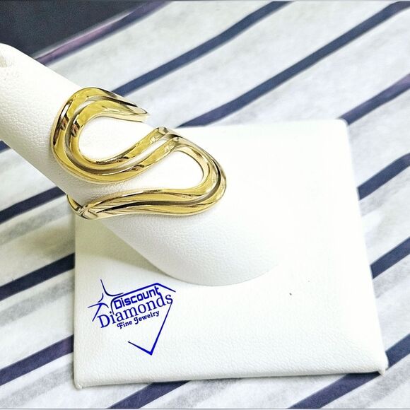 l8K Bright Yellow Gold "Double S" Titanium Ring - Picture 2 of 7